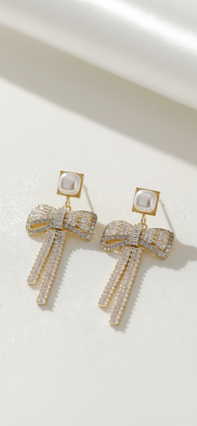 Starlit Ribbon Drops | Artificial Jewellery for Women | Prystine Jewels