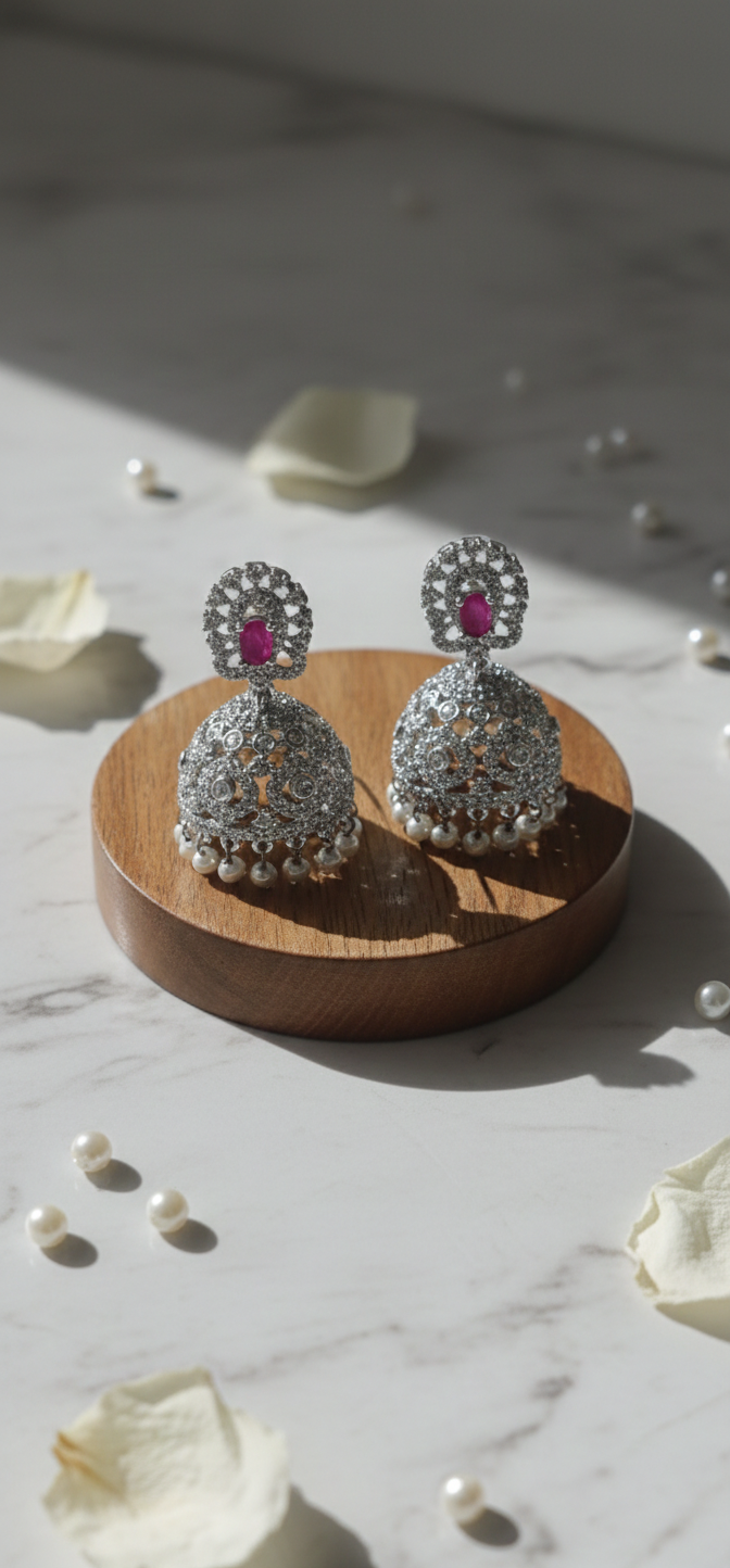 Aisha AD Jhumki Earrings | Gold Plated Artificial Earrings for Women