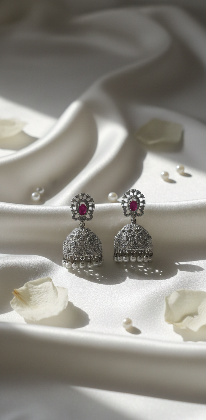 Aisha AD Jhumki Earrings | Gold Plated Artificial Earrings for Women