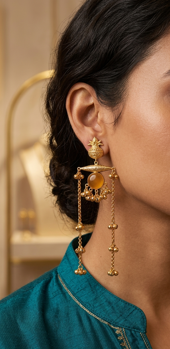 Swarna Kalash Kashmiri Earring | Gold Plated Artificial Earrings for Women
