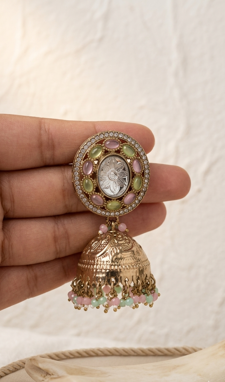 Bahar Pastel Multicolour Floral Jhumka