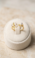 Pearl Drop Halo Ring | Gold Plated CZ Halo Ring for Women