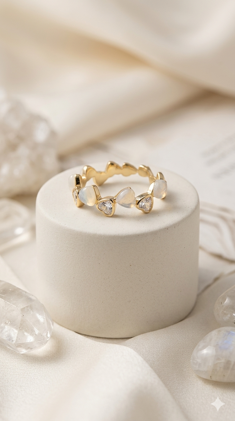 Heartline Solitaire Ring | Gold Plated CZ Geometric Ring for Women