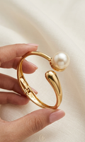 Pearl Halo Open Cuff | Gold Plated Anti-Tarnish Bracelet for Women