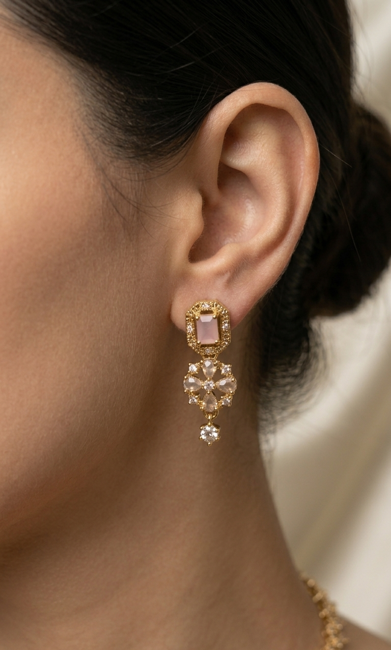 Gulabi Floral CZ Necklace Set