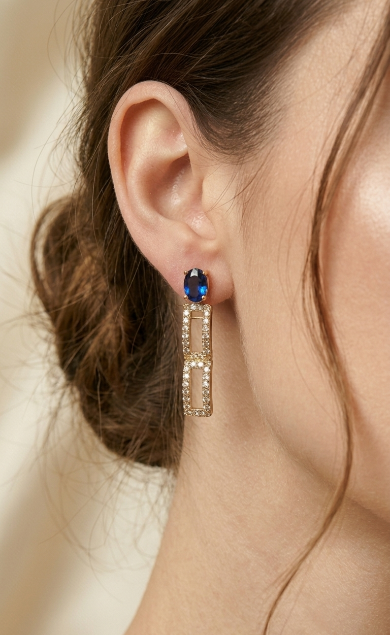 Neelam Geometric CZ Necklace Set