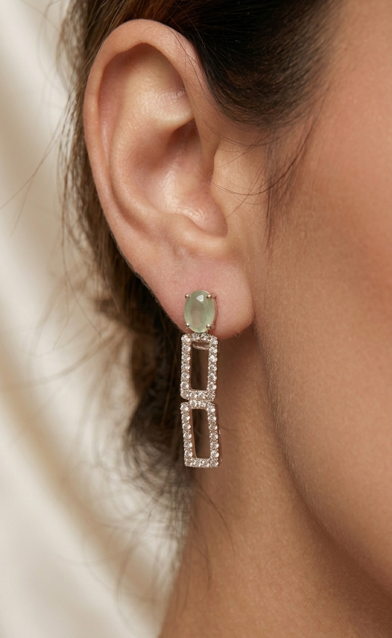 Sabz Mint Geometric CZ Necklace Set