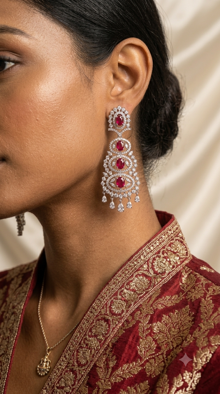 Ruby Cascade Chandelier Earrings