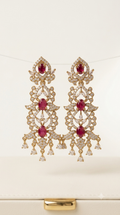 Ruby Royale Gold Chandelier Earrings