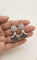 Ginkgo Leaf CZ Statement Earrings