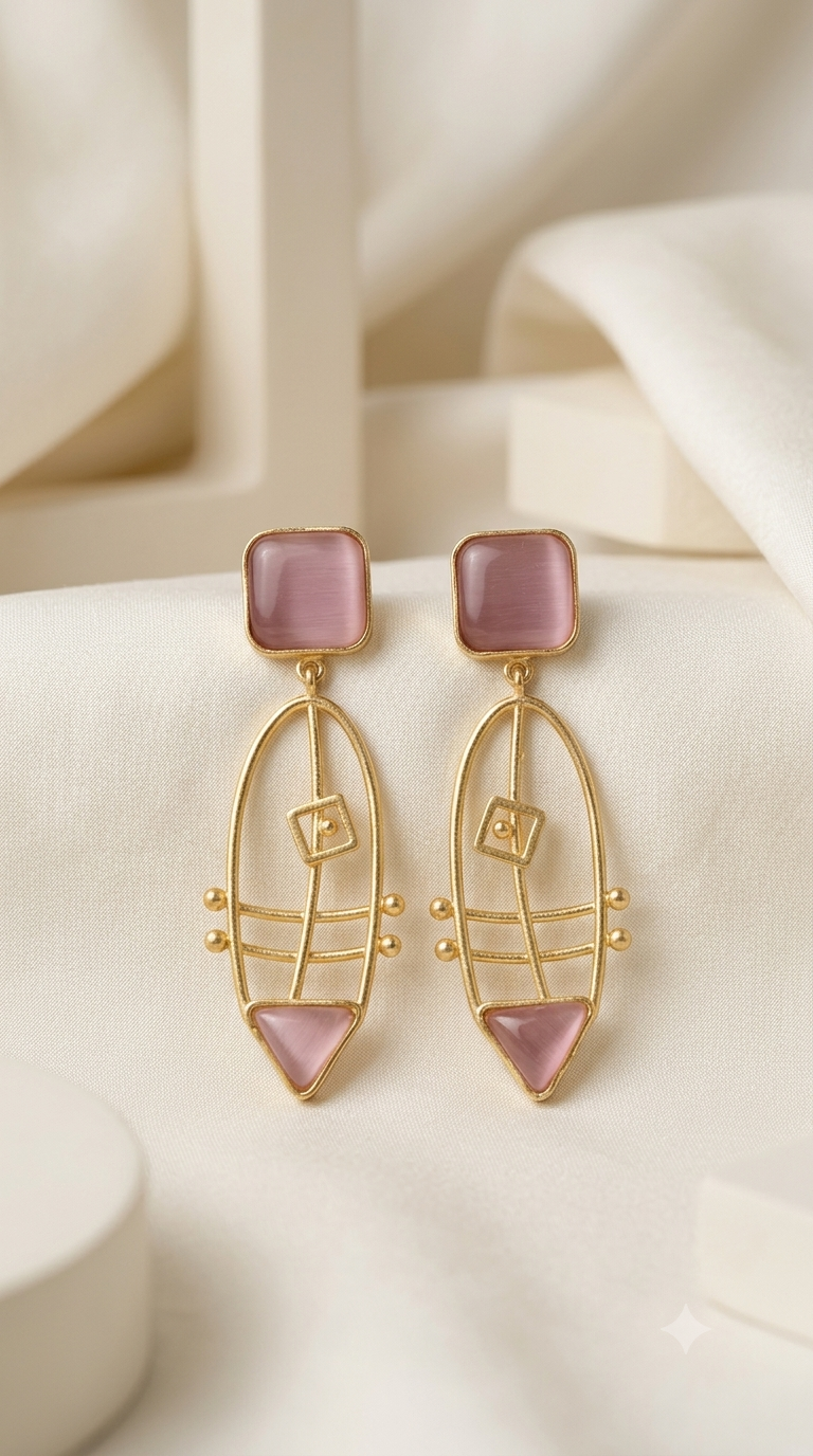 Geometric Marquise Wire Frame Drop Earrings