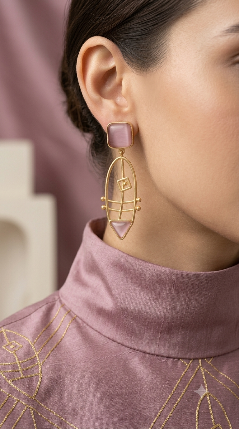 Geometric Marquise Wire Frame Drop Earrings