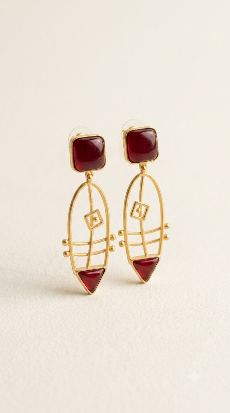 Geometric Marquise Wire Frame Drop Earrings