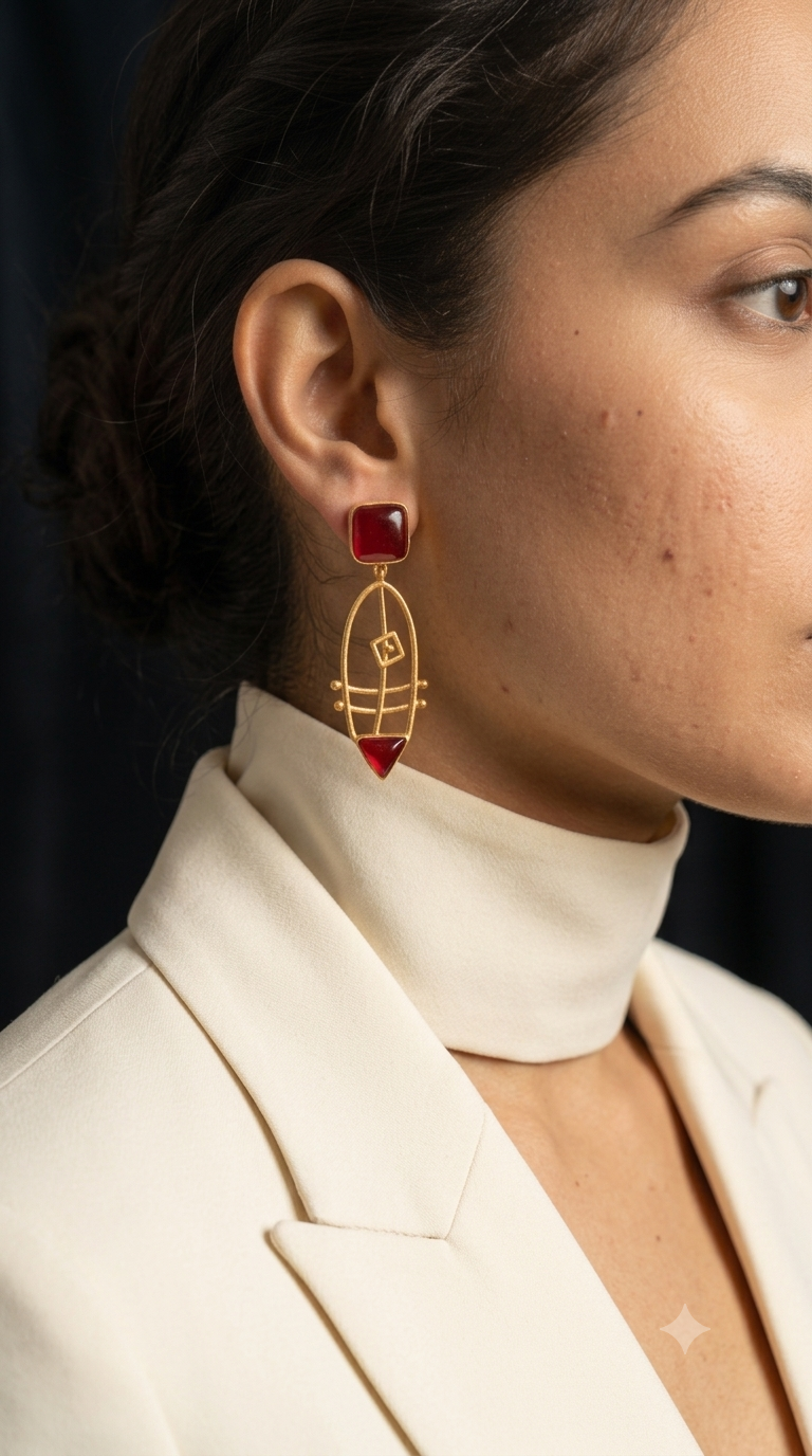 Geometric Marquise Wire Frame Drop Earrings
