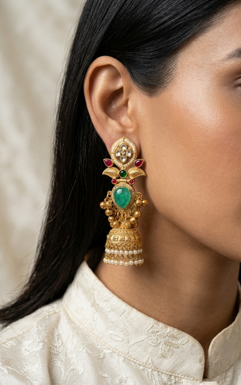 Rajasi Jhumkis | Gold Plated Artificial Earrings for Women