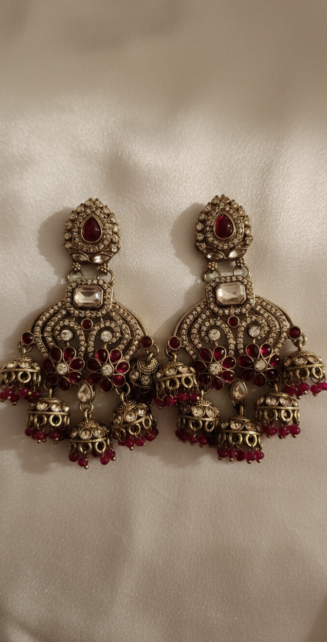 Radiant Mughal Indian Traditional Earrings | Gold Plated Artificial Earrings for Women