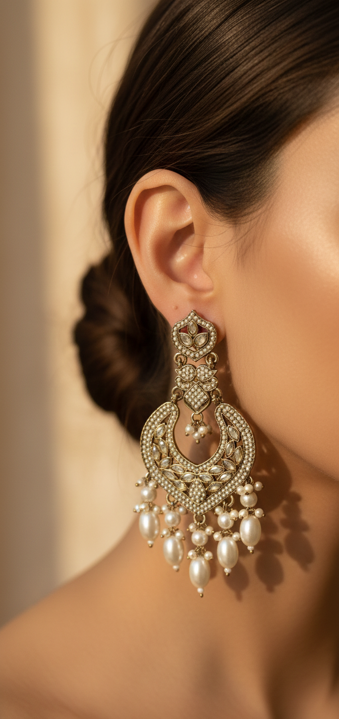 Kala Kundan Traditional Earrings | Gold Plated Artificial Earrings for Women