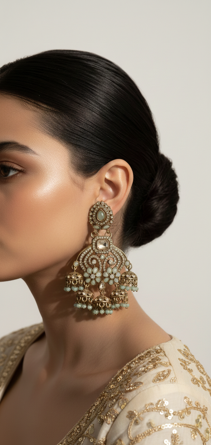 Heritage Chandelier Earrings | Heavy Traditional Indian Jewellery for Weddings