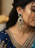 Chandelier Drops with Blue Stones | Gold Plated Artificial Earrings for Women