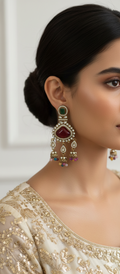 Mina Kundan Chandelier Earrings | Gold Plated Artificial Earrings for Women