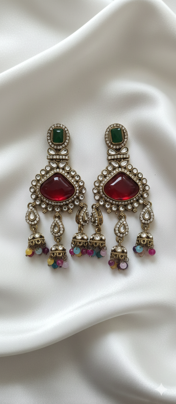 Mina Kundan Chandelier Earrings | Gold Plated Artificial Earrings for Women