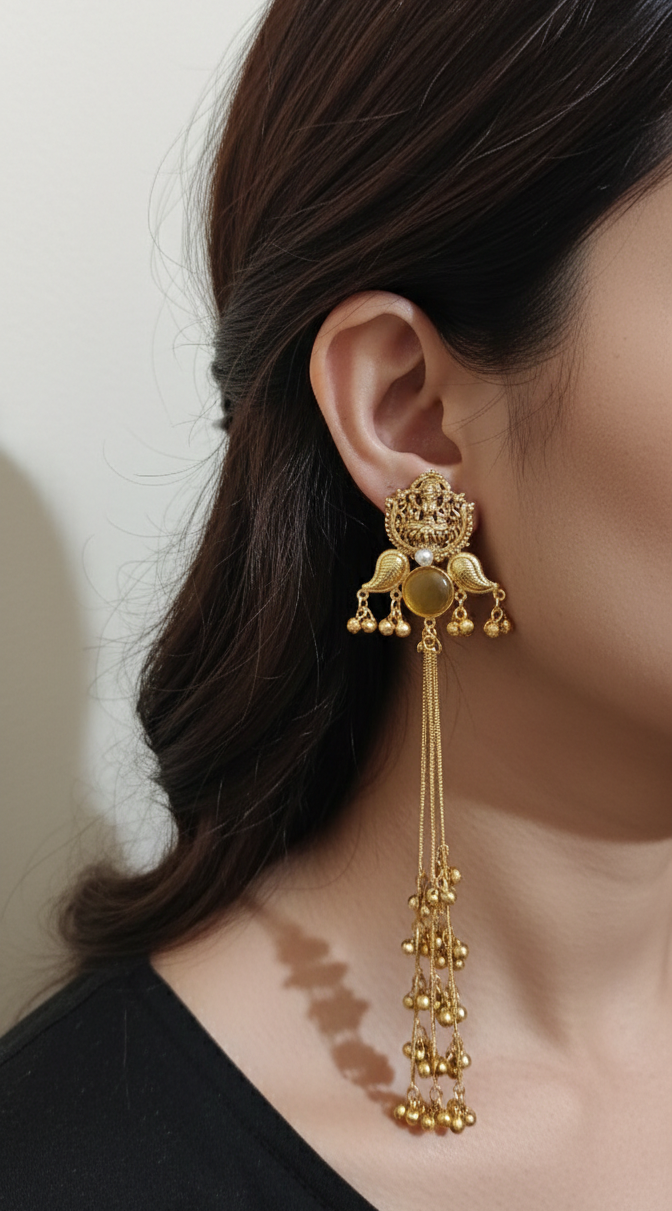 Kundal Kashmiri Earrings | Traditional Gold Plated Dangle Earrings for Women