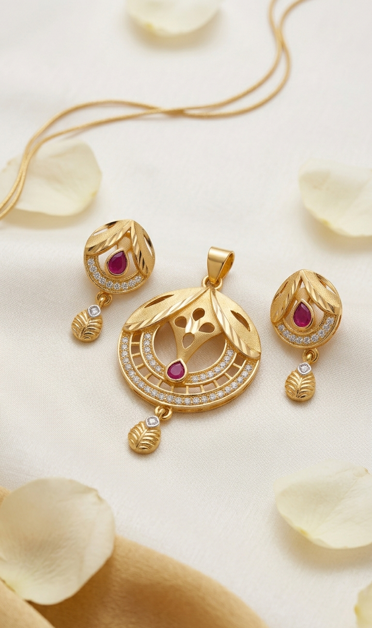 Ethereal Radiance Gold-Plated Pendant | Gold Plated Anti-Tarnish Pendant for Women