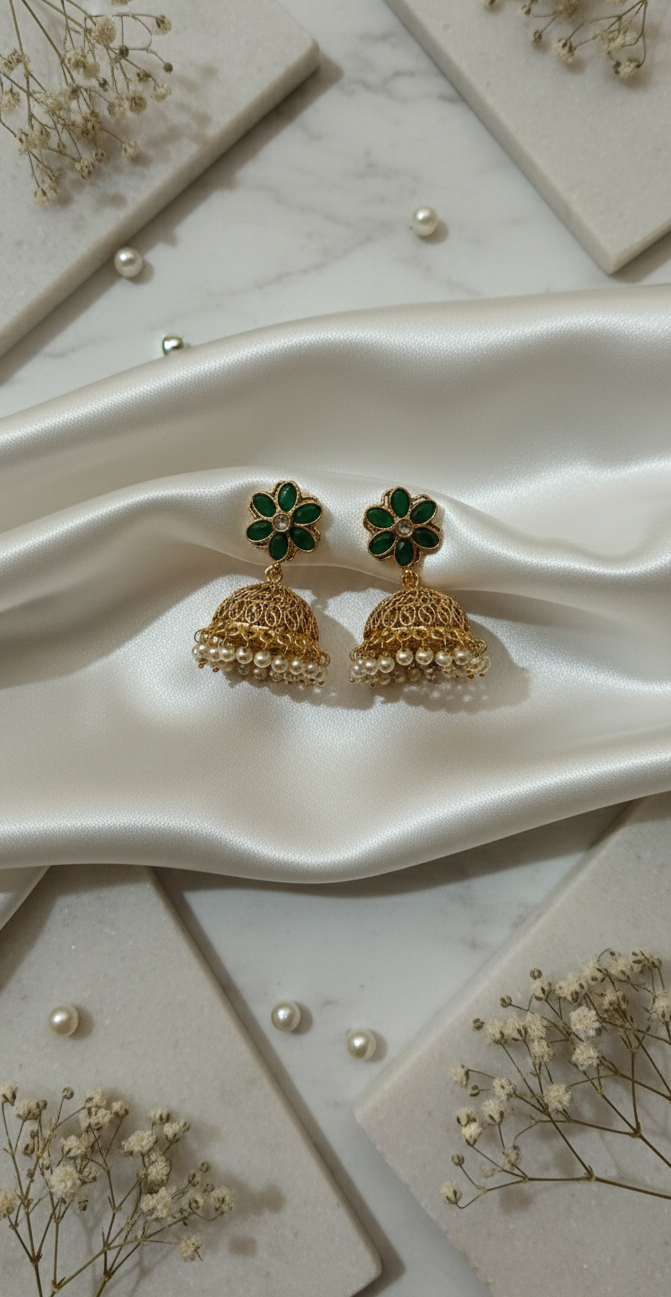 The Gulzar Copper Jhumkas | Traditional Chandelier Earrings for Women
