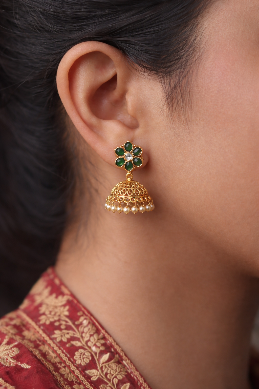 The Gulzar Copper Jhumkas | Traditional Chandelier Earrings for Women