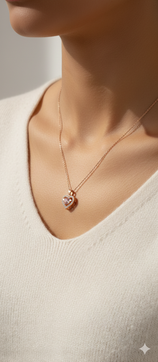 Diamond Heart Pendant | Gold Plated Anti-Tarnish Pendant for Women