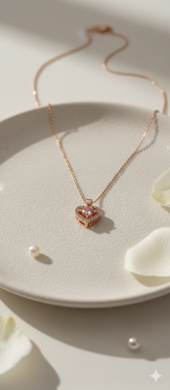 Diamond Heart Pendant | Gold Plated Anti-Tarnish Pendant for Women
