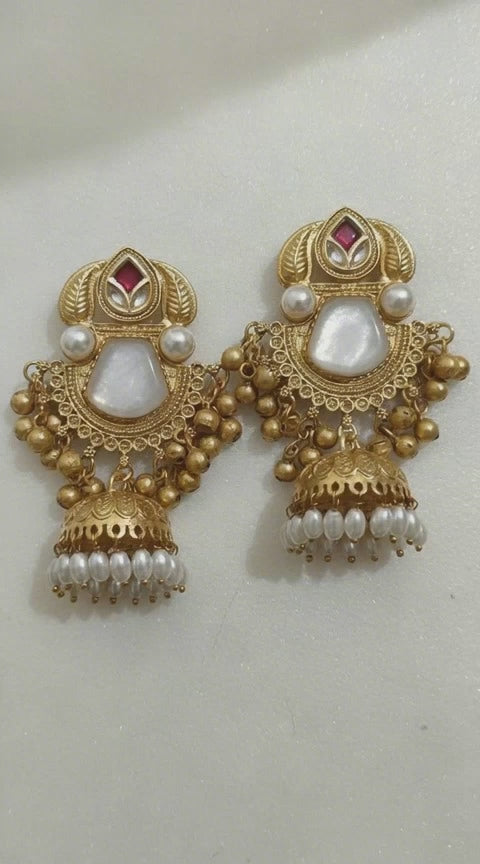 Timeless Kashmiri Heritage Earrings | Traditional Gold Plated Earrings for Women