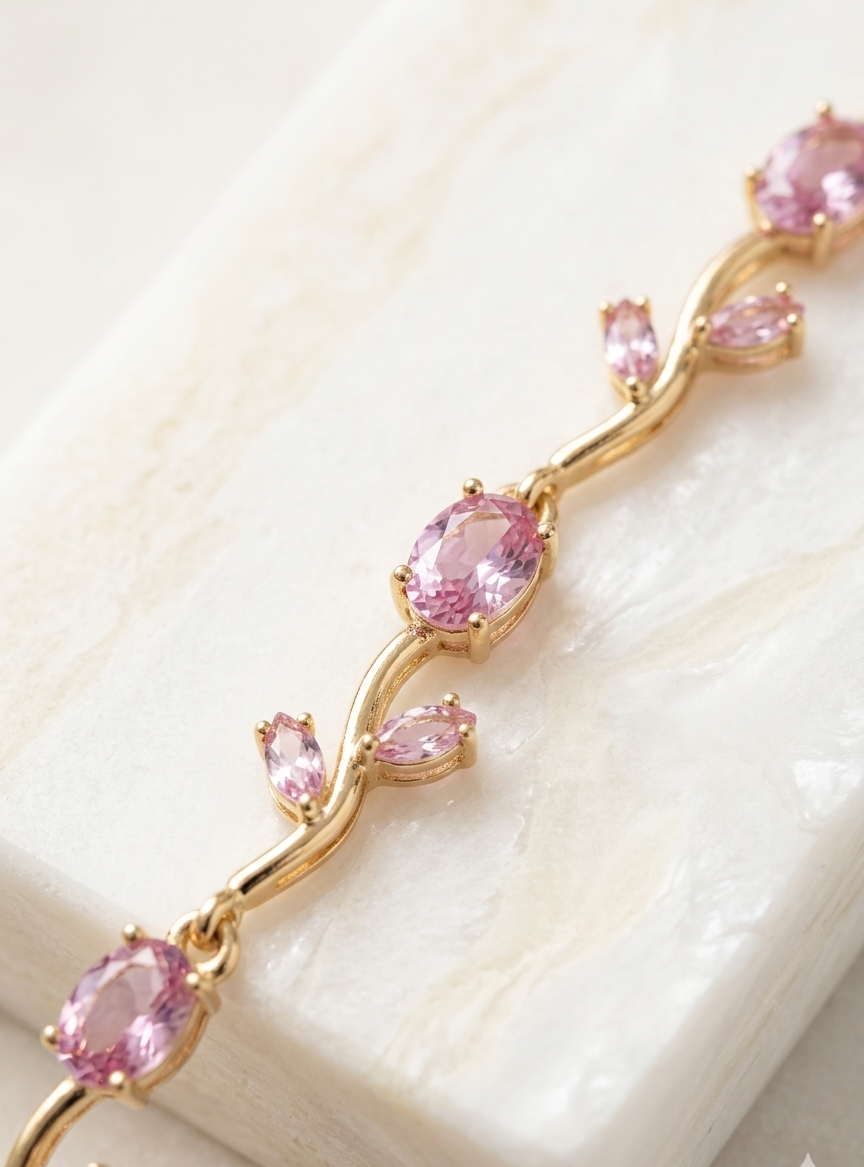 Pink Blush Tulip Bracelet | Artificial Jewellery for Women | Prystine Jewels