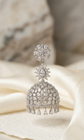 Empress Bloom AD Jhumka | Silver Plated American Diamond Jhumka Earrings for Women