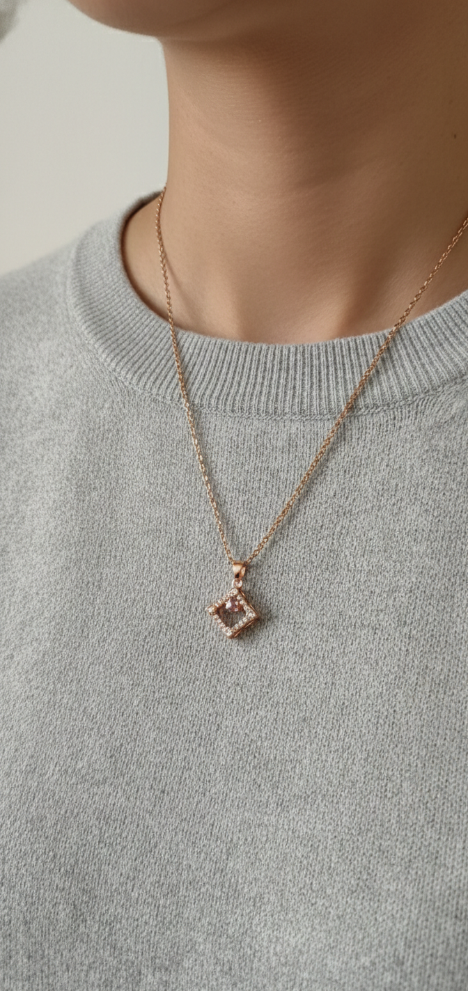 Square Pendant | Gold Plated Anti-Tarnish Pendant for Women