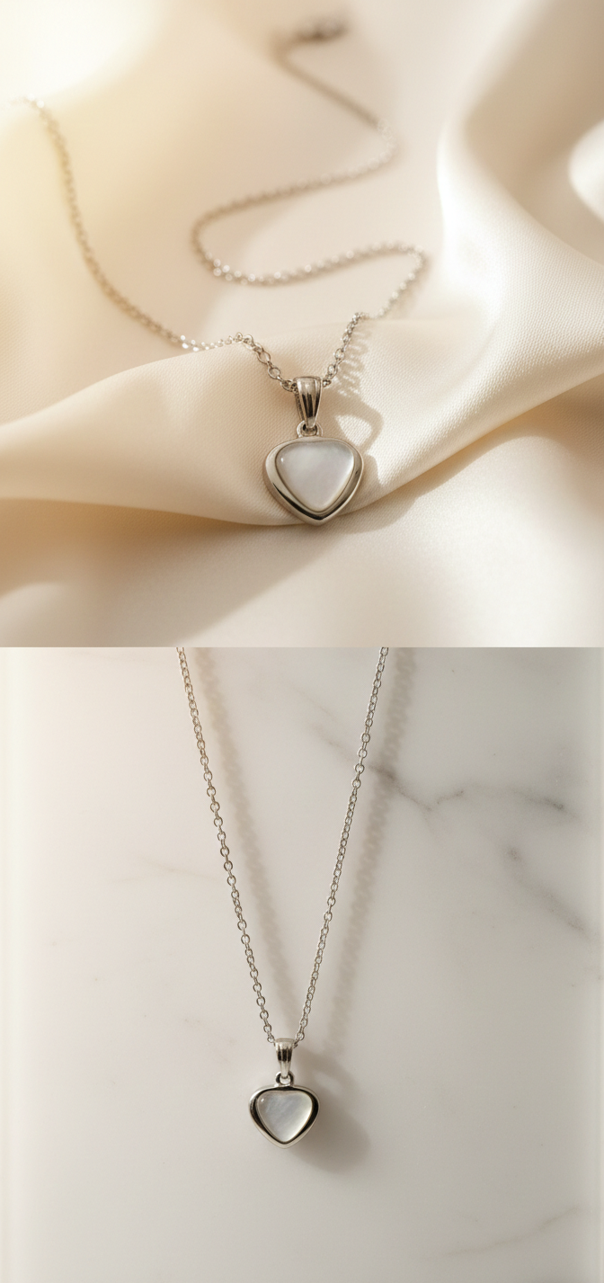 White Heart Pendant | Gold Plated Anti-Tarnish Pendant for Women